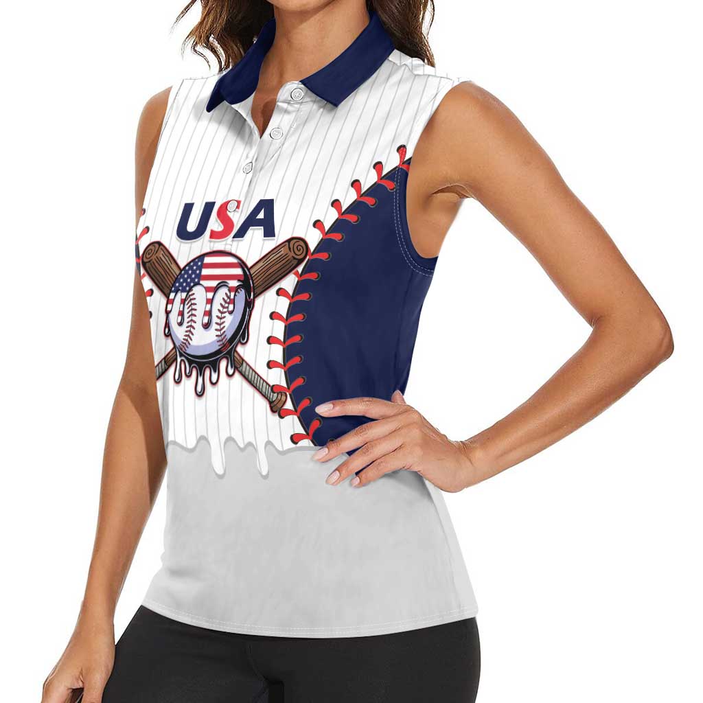 United States 2026 Baseball Custom Women Sleeveless Polo Shirt Go USA Drip Style