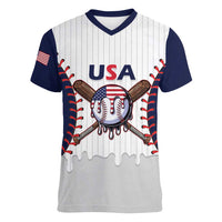 United States 2026 Baseball Custom Women V-Neck T-Shirt Go USA Drip Style