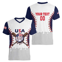 United States 2026 Baseball Custom Women V-Neck T-Shirt Go USA Drip Style