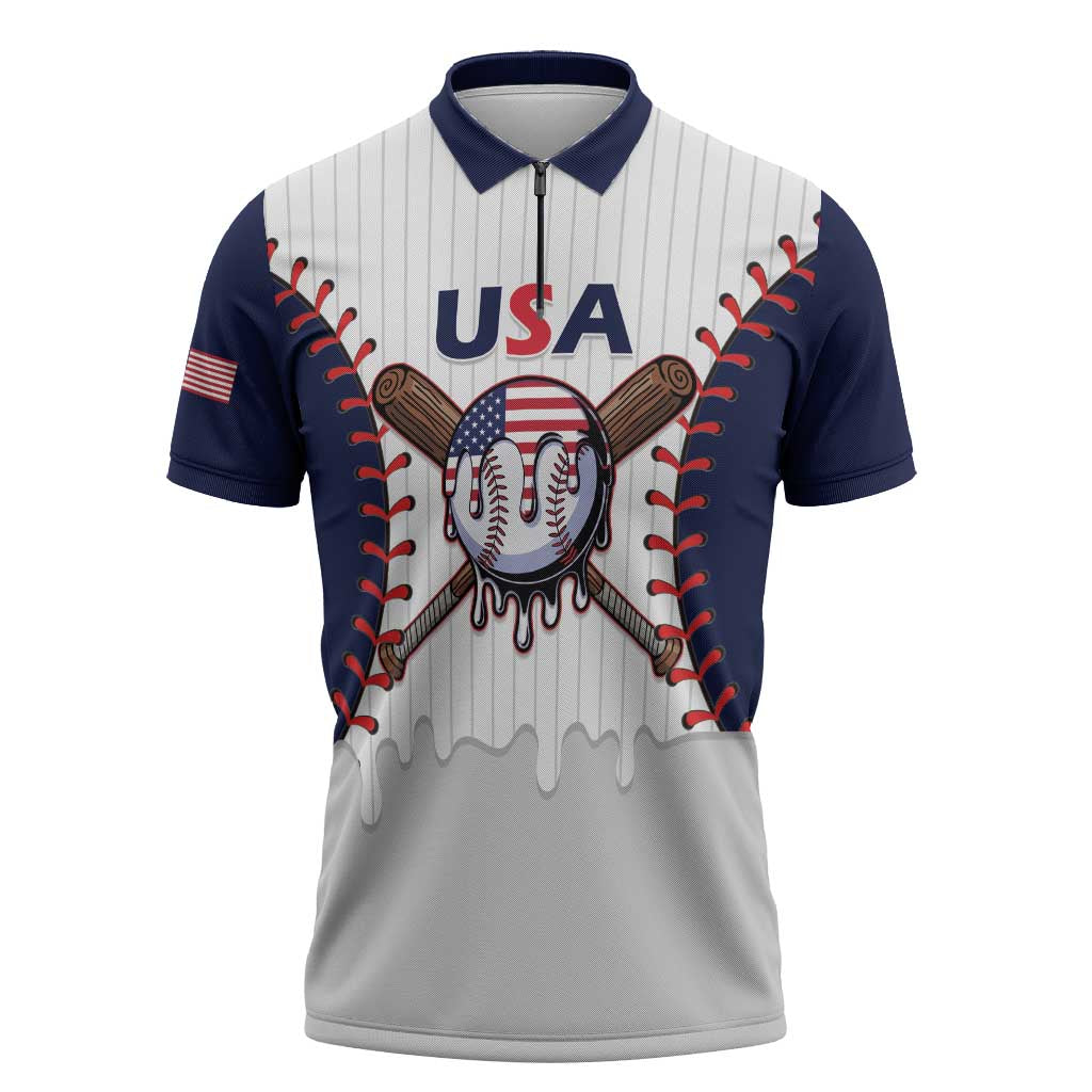 United States 2026 Baseball Custom Zipper Polo Shirt Go USA Drip Style