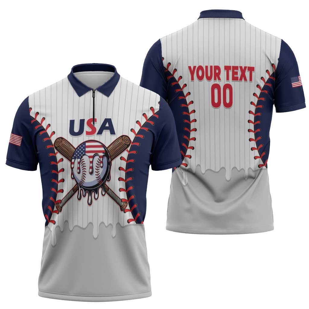 United States 2026 Baseball Custom Zipper Polo Shirt Go USA Drip Style