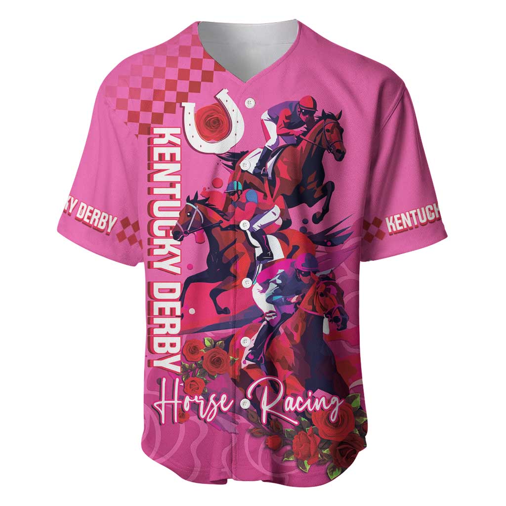 Kentucky Horse Racing Baseball Jersey 151st Anniversary With Roses - Pink Version LT14