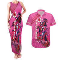 Kentucky Horse Racing Couples Matching Tank Maxi Dress and Hawaiian Shirt 151st Anniversary With Roses - Pink Version LT14