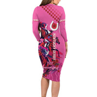 Kentucky Horse Racing Family Matching Long Sleeve Bodycon Dress and Hawaiian Shirt 151st Anniversary With Roses - Pink Version LT14
