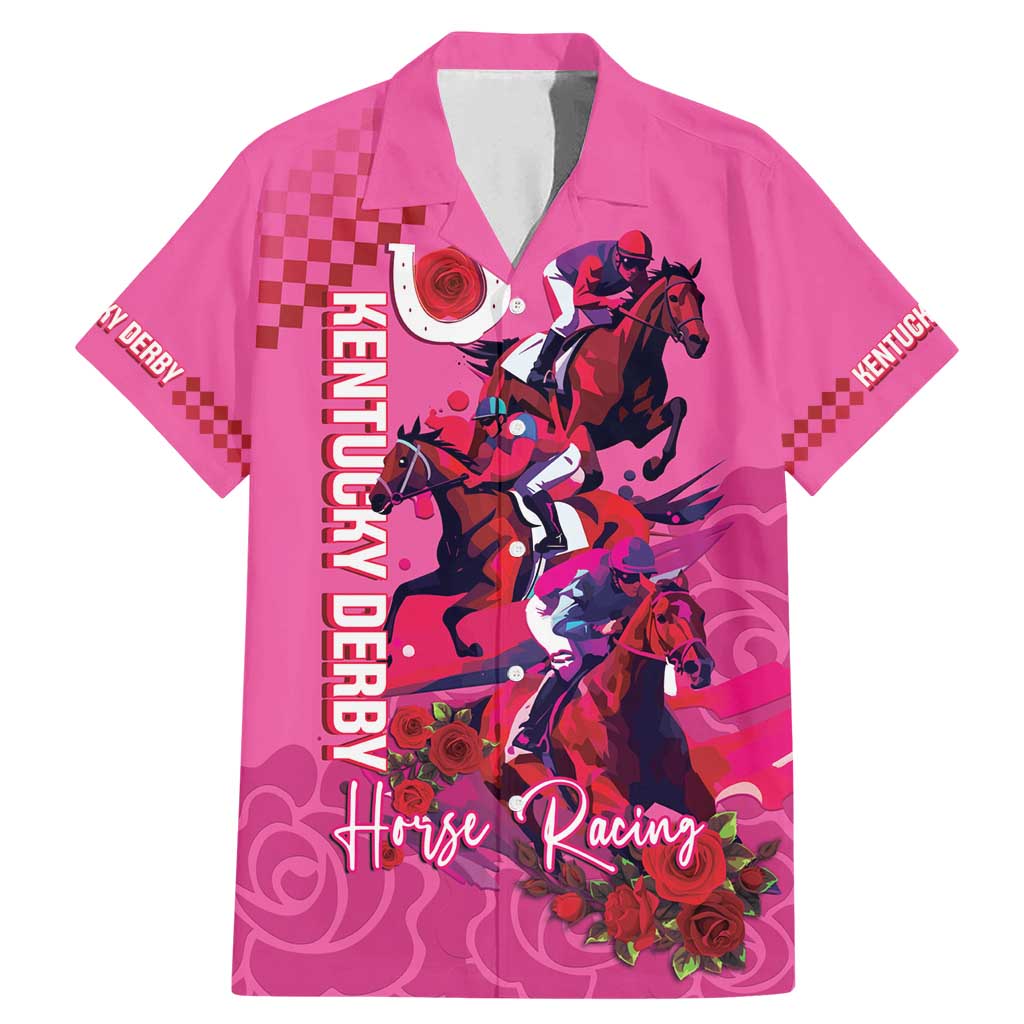 Kentucky Horse Racing Family Matching Mermaid Dress and Hawaiian Shirt 151st Anniversary With Roses - Pink Version LT14