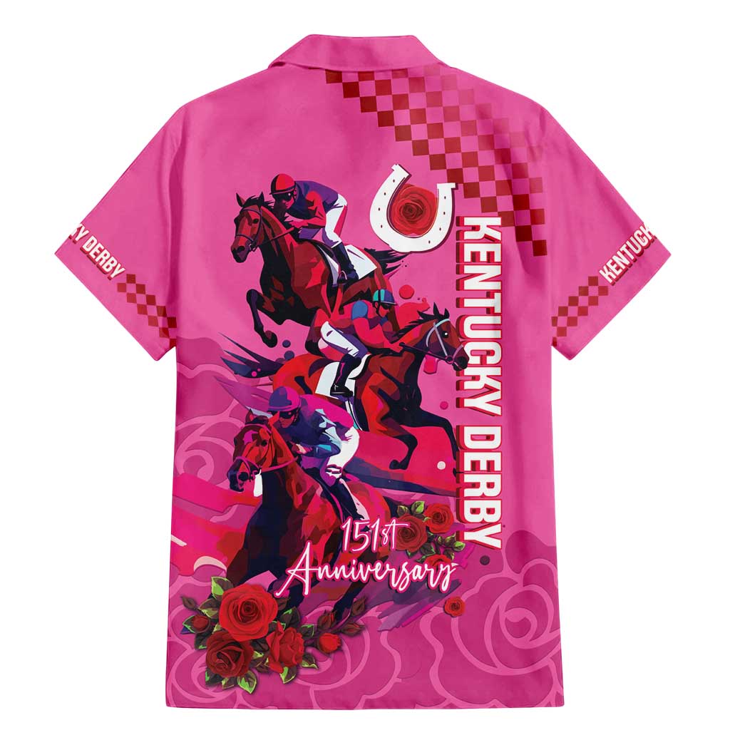 Kentucky Horse Racing Family Matching Mermaid Dress and Hawaiian Shirt 151st Anniversary With Roses - Pink Version LT14