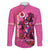 Kentucky Horse Racing Family Matching Off Shoulder Long Sleeve Dress and Hawaiian Shirt 151st Anniversary With Roses - Pink Version LT14
