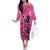 Kentucky Horse Racing Family Matching Off Shoulder Long Sleeve Dress and Hawaiian Shirt 151st Anniversary With Roses - Pink Version LT14