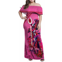 Kentucky Horse Racing Family Matching Off Shoulder Maxi Dress and Hawaiian Shirt 151st Anniversary With Roses - Pink Version LT14