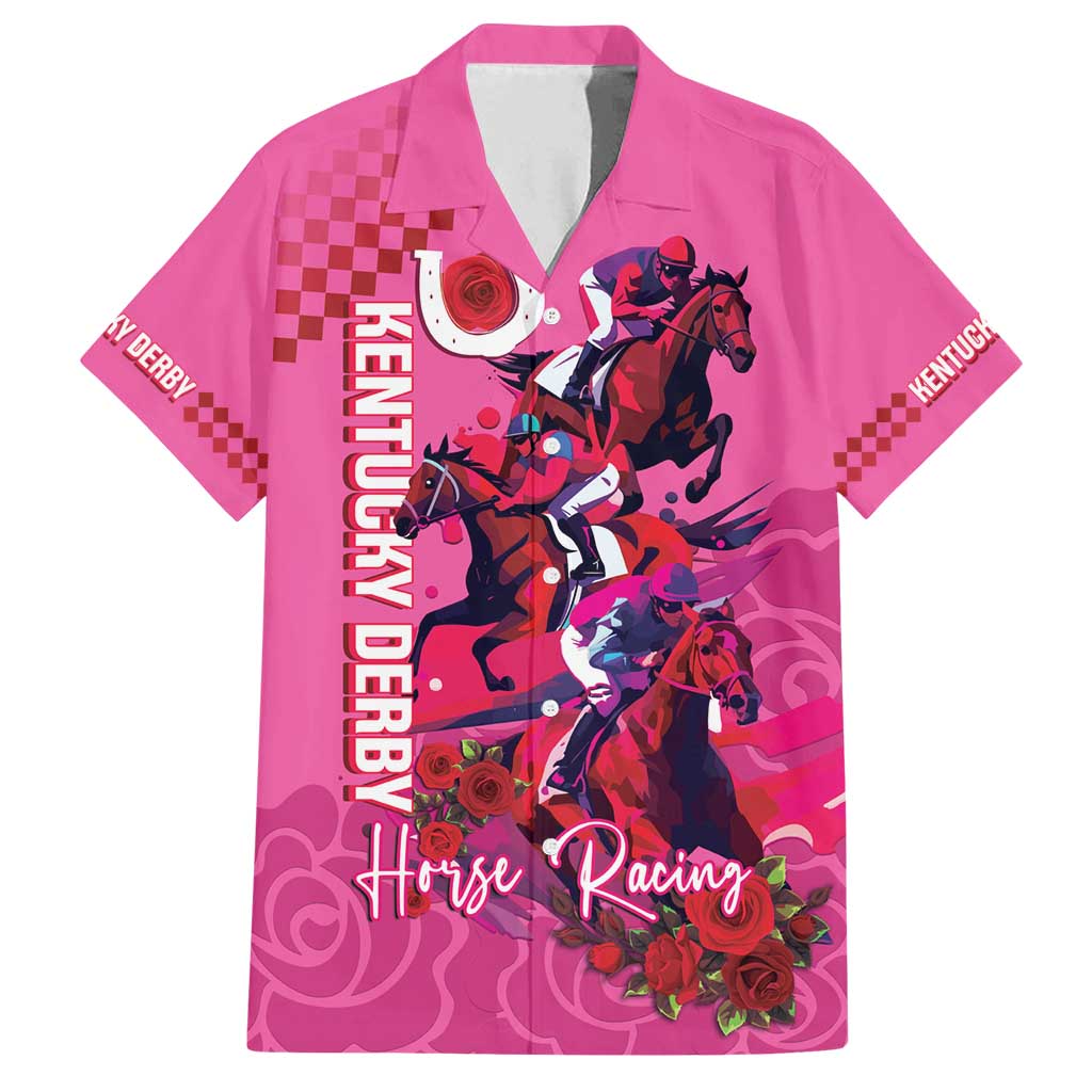 Kentucky Horse Racing Family Matching Summer Maxi Dress and Hawaiian Shirt 151st Anniversary With Roses - Pink Version LT14