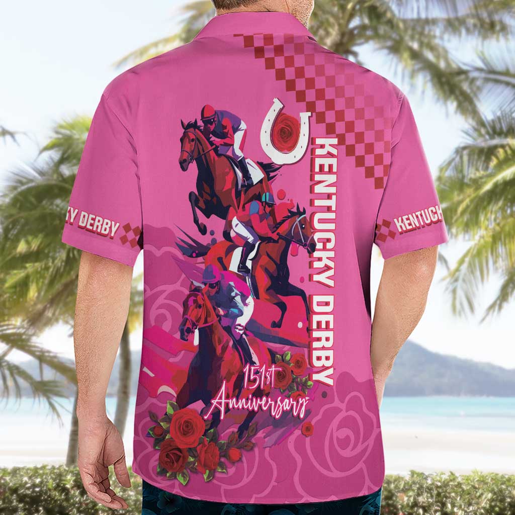 Kentucky Horse Racing Hawaiian Shirt 151st Anniversary With Roses - Pink Version LT14
