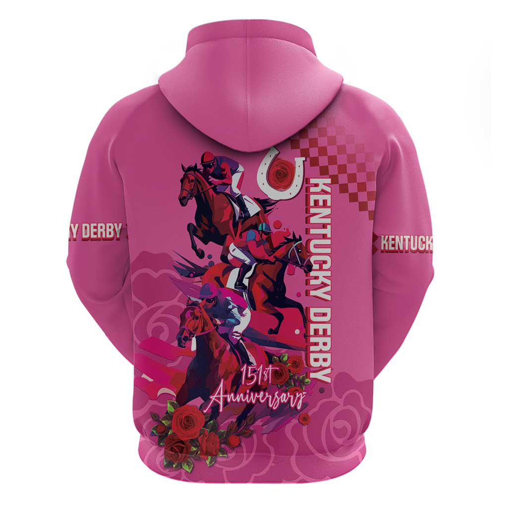 Kentucky Horse Racing Hoodie 151st Anniversary With Roses - Pink Version LT14