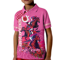 Kentucky Horse Racing Kid Polo Shirt 151st Anniversary With Roses - Pink Version LT14