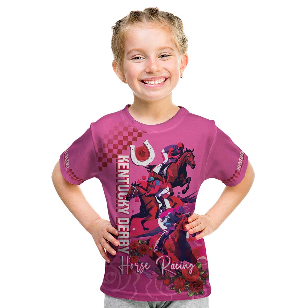 Kentucky Horse Racing Kid T Shirt 151st Anniversary With Roses - Pink Version LT14