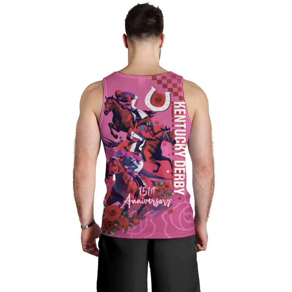 Kentucky Horse Racing Men Tank Top 151st Anniversary With Roses - Pink Version LT14