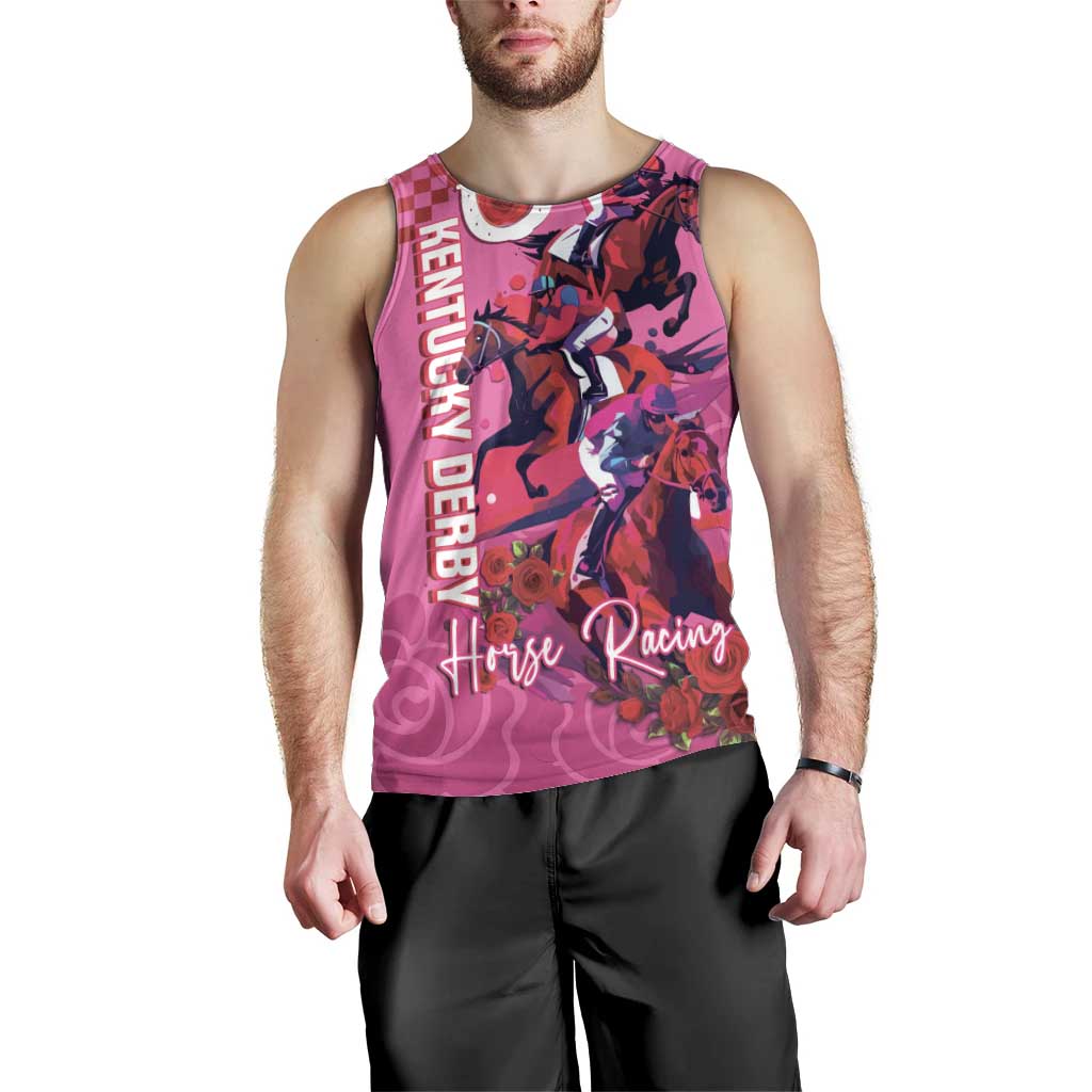 Kentucky Horse Racing Men Tank Top 151st Anniversary With Roses - Pink Version LT14