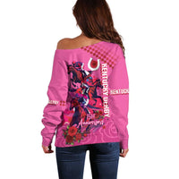 Kentucky Horse Racing Off Shoulder Sweater 151st Anniversary With Roses - Pink Version LT14