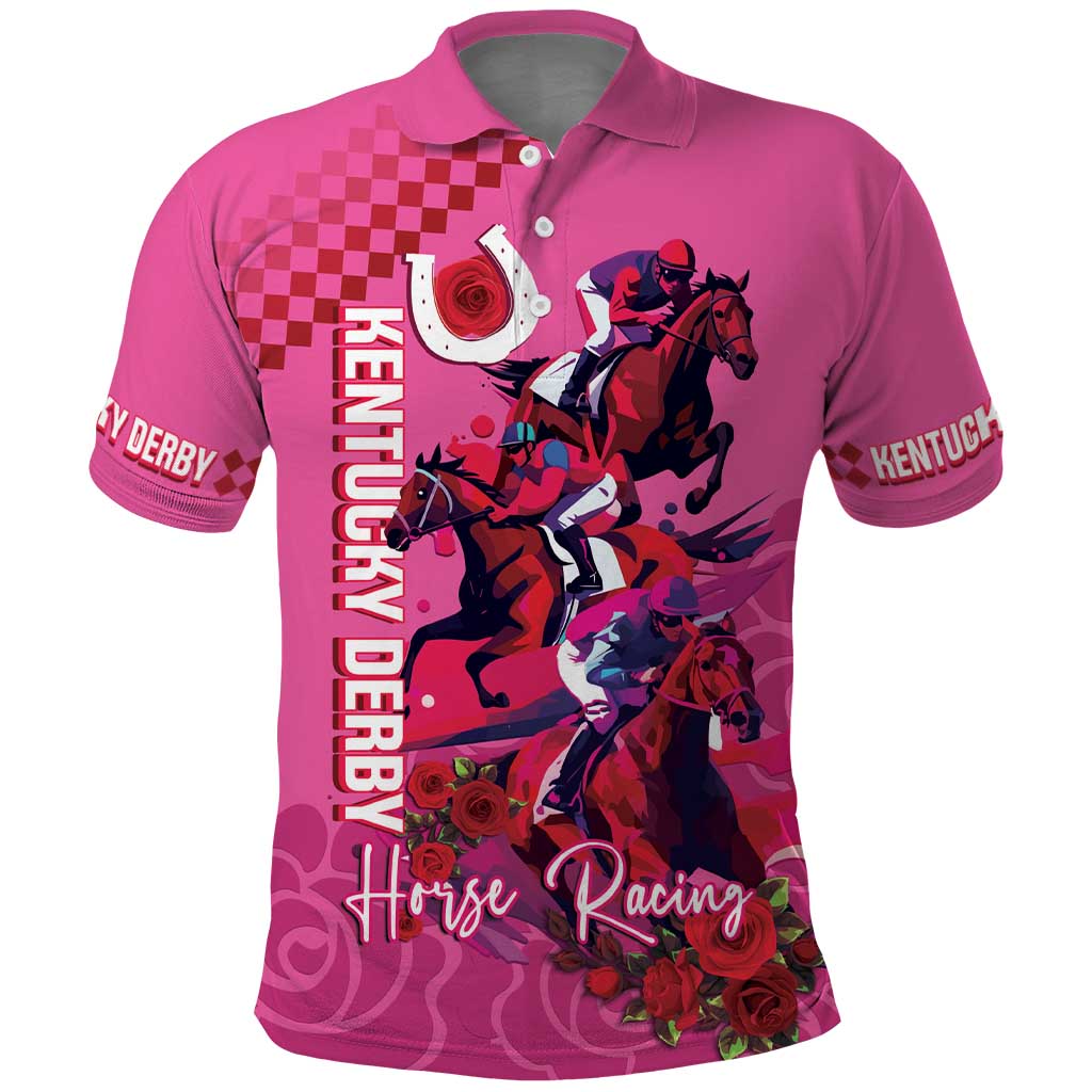 Kentucky Horse Racing Polo Shirt 151st Anniversary With Roses - Pink Version LT14