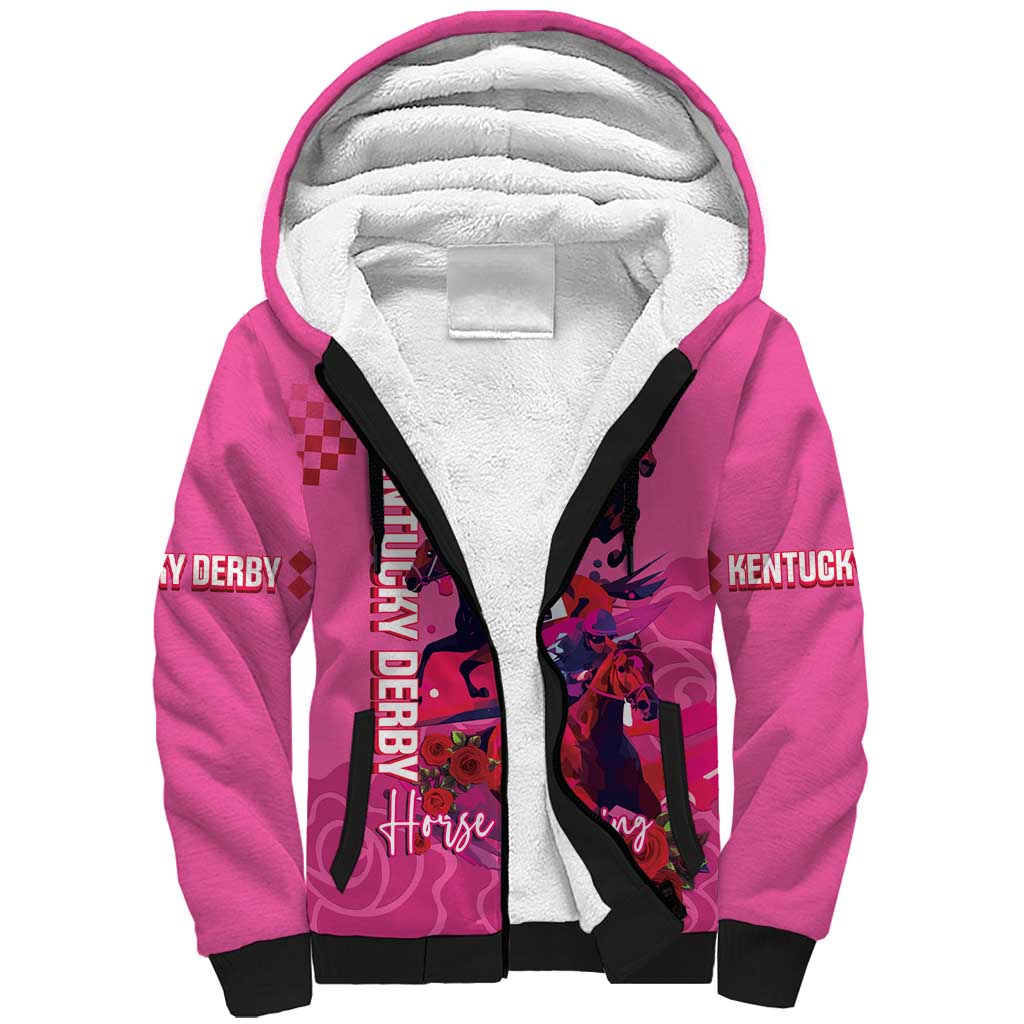 Kentucky Horse Racing Sherpa Hoodie 151st Anniversary With Roses - Pink Version LT14