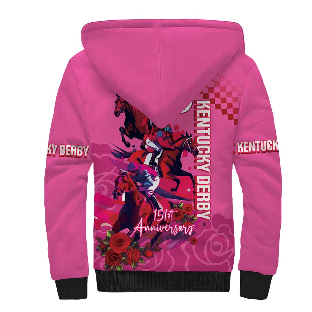 Kentucky Horse Racing Sherpa Hoodie 151st Anniversary With Roses - Pink Version LT14