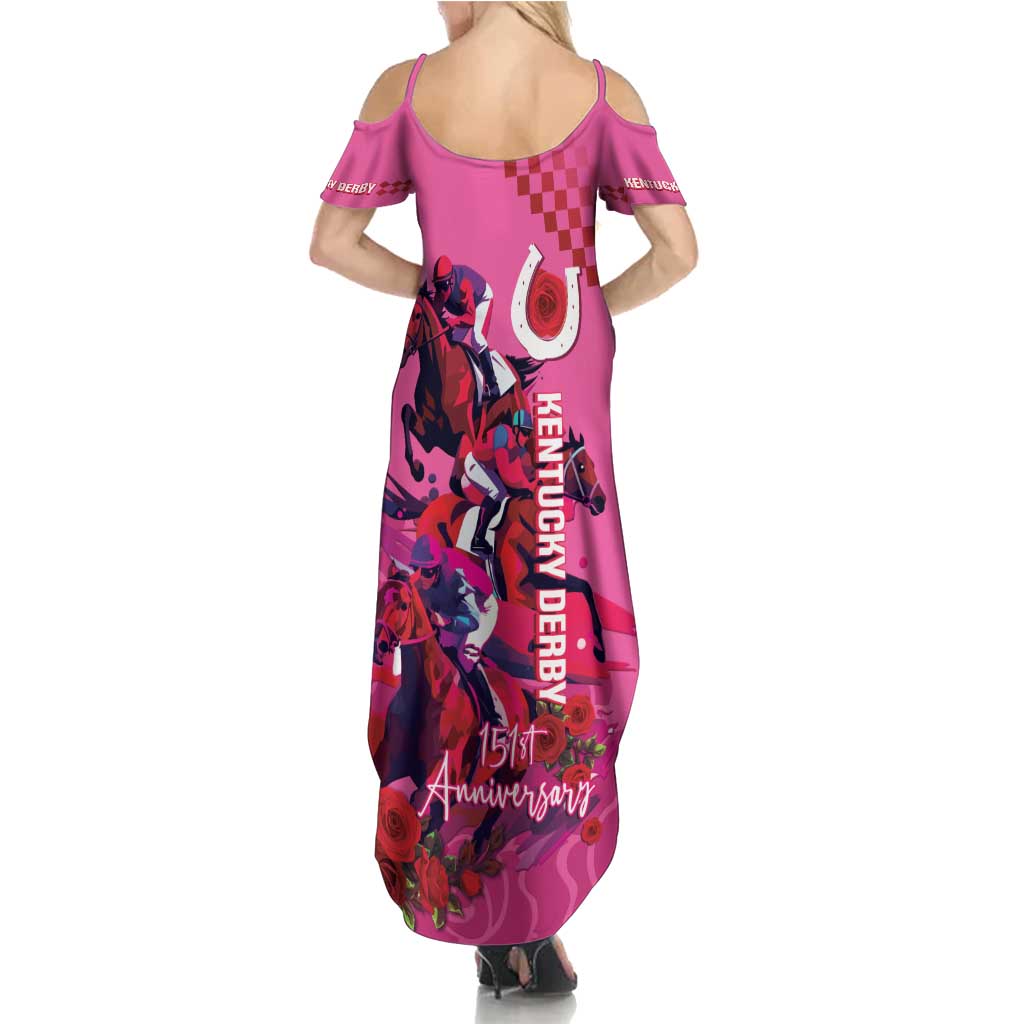 Kentucky Horse Racing Summer Maxi Dress 151st Anniversary With Roses - Pink Version LT14