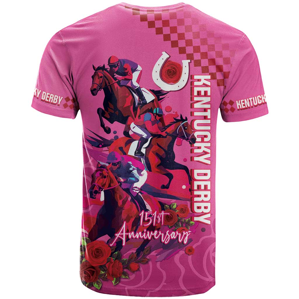 Kentucky Horse Racing T Shirt 151st Anniversary With Roses - Pink Version LT14