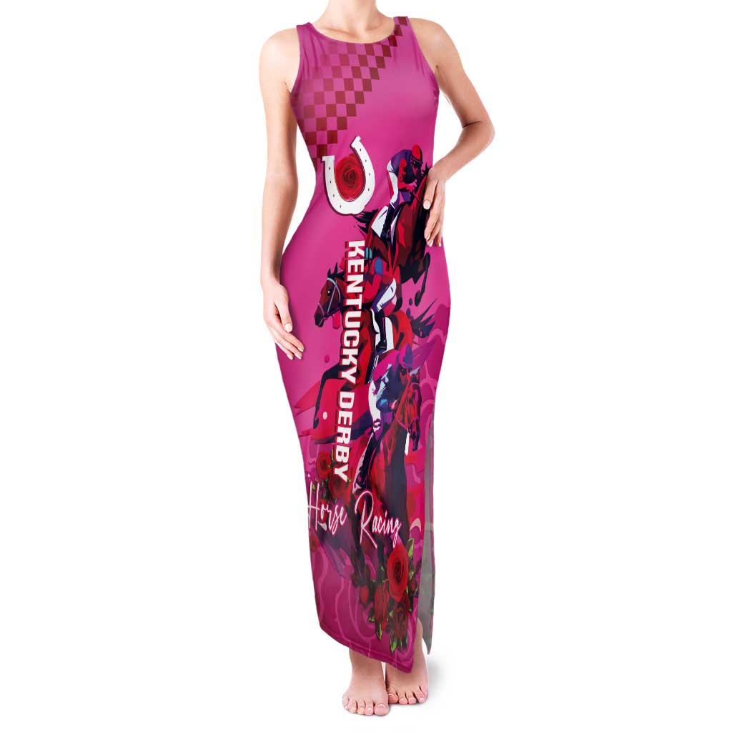 Kentucky Horse Racing Tank Maxi Dress 151st Anniversary With Roses - Pink Version LT14