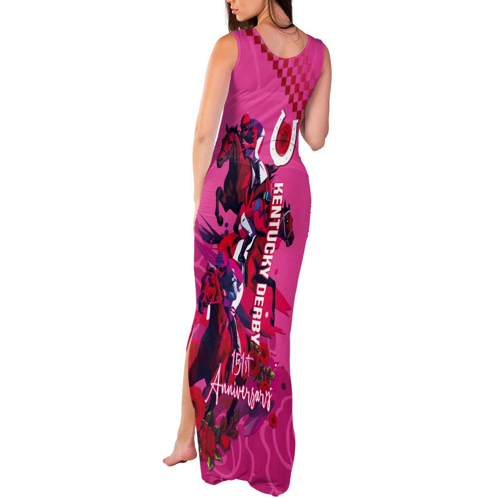 Kentucky Horse Racing Tank Maxi Dress 151st Anniversary With Roses - Pink Version LT14
