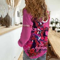 Kentucky Horse Racing Women Casual Shirt 151st Anniversary With Roses - Pink Version LT14