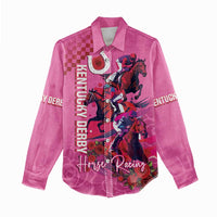 Kentucky Horse Racing Women Casual Shirt 151st Anniversary With Roses - Pink Version LT14