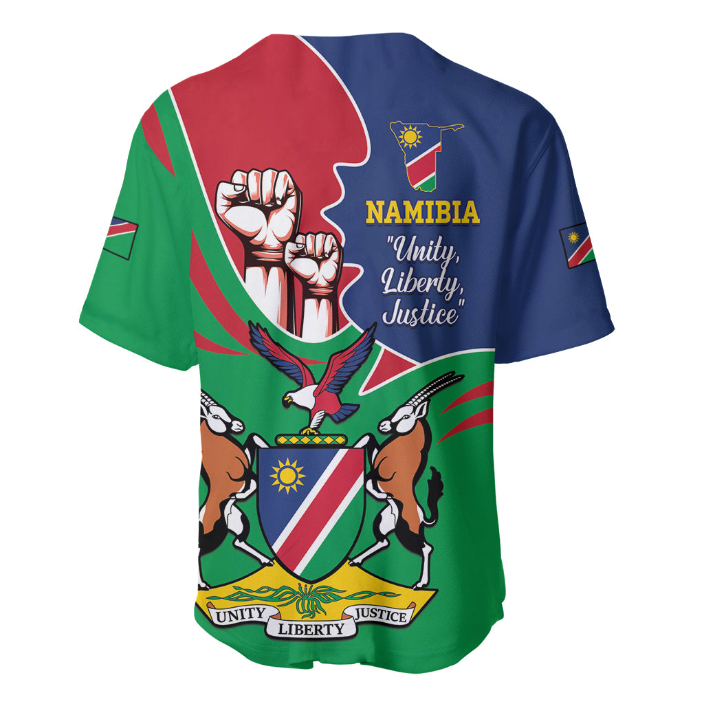 Namibia Independence Day Baseball Jersey Coat Of Arms Curve Style - Wonder Print Shop