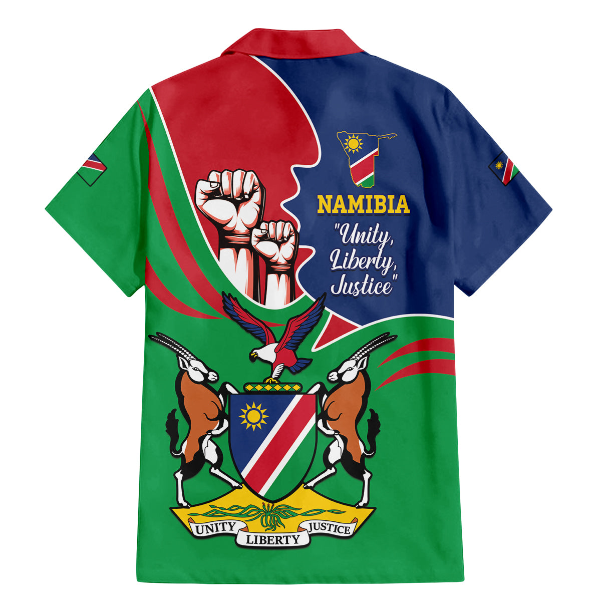 Namibia Independence Day Family Matching Mermaid Dress and Hawaiian Shirt Coat Of Arms Curve Style - Wonder Print Shop