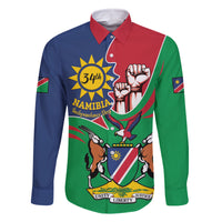 Namibia Independence Day Family Matching Mermaid Dress and Hawaiian Shirt Coat Of Arms Curve Style - Wonder Print Shop