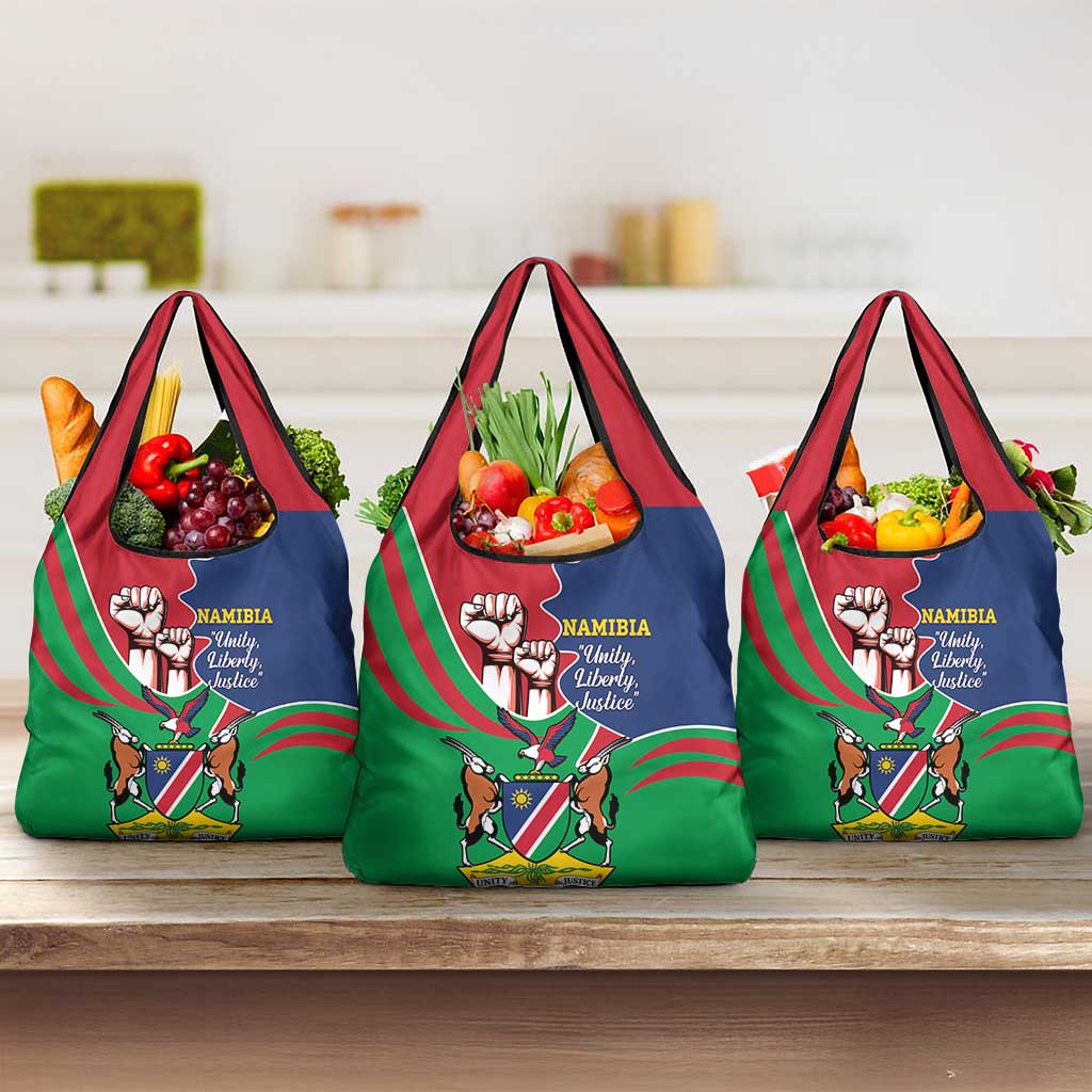 Namibia Independence Day Grocery Bag Coat Of Arms Curve Style