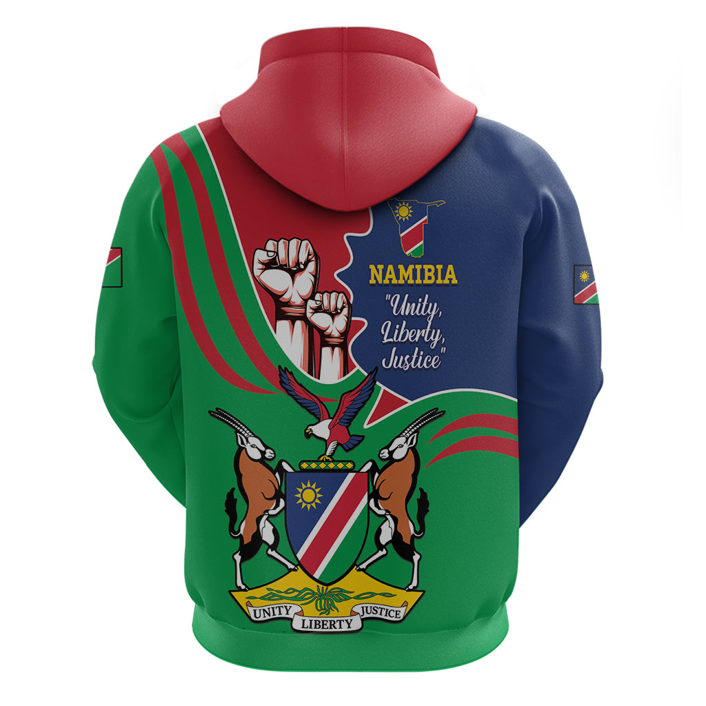 Namibia Independence Day Hoodie Coat Of Arms Curve Style - Wonder Print Shop