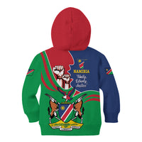 Namibia Independence Day Kid Hoodie Coat Of Arms Curve Style - Wonder Print Shop