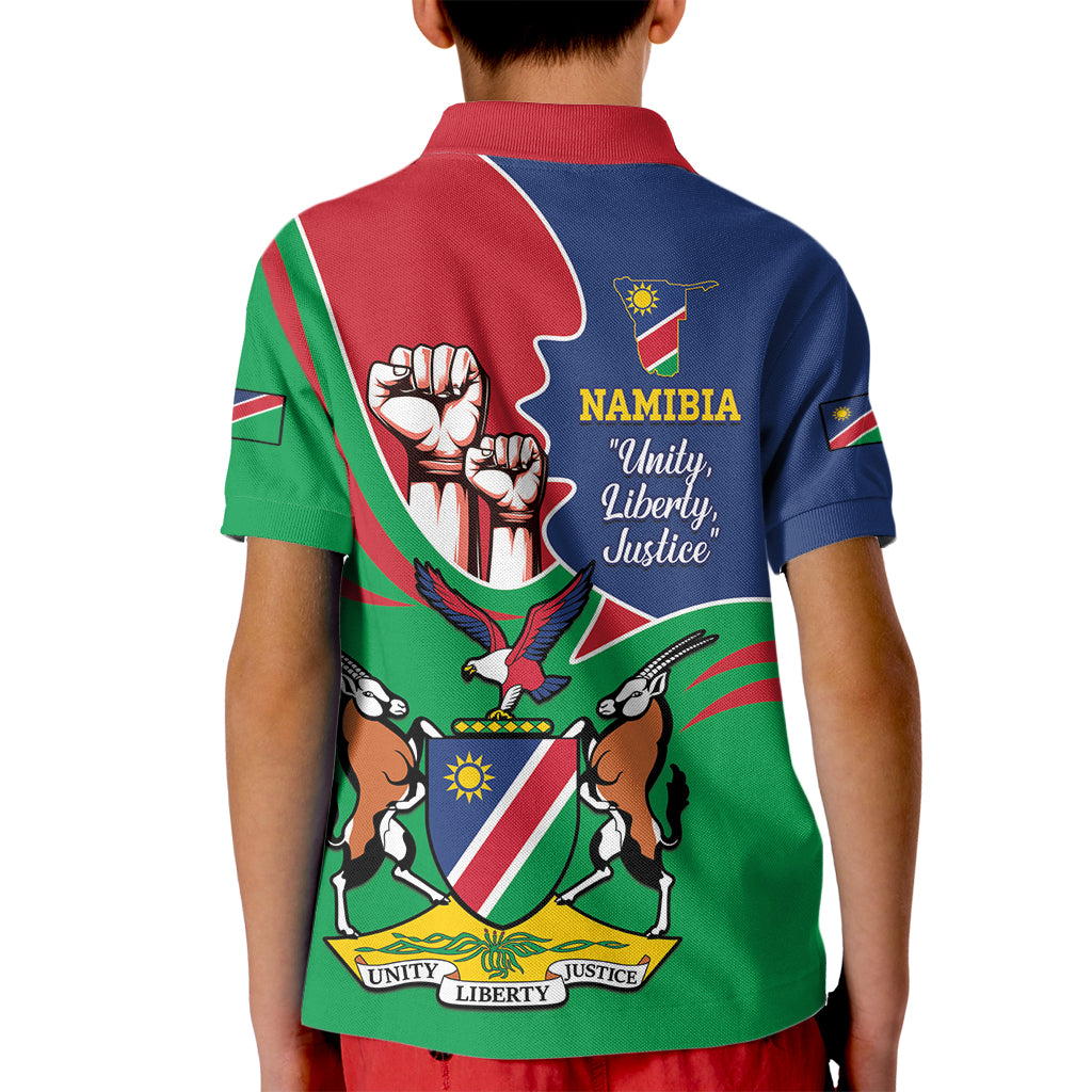 Namibia Independence Day Kid Polo Shirt Coat Of Arms Curve Style - Wonder Print Shop