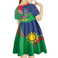 Namibia Independence Day Kid Short Sleeve Dress Coat Of Arms Curve Style - Wonder Print Shop
