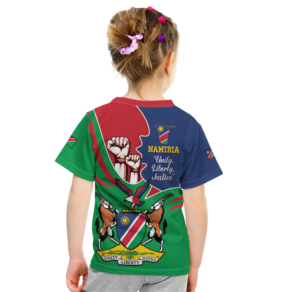 Namibia Independence Day Kid T Shirt Coat Of Arms Curve Style - Wonder Print Shop