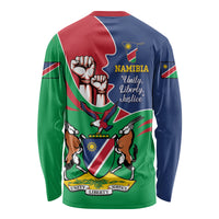 Namibia Independence Day Long Sleeve Shirt Coat Of Arms Curve Style - Wonder Print Shop
