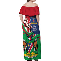 Namibia Independence Day Off Shoulder Maxi Dress Coat Of Arms Curve Style - Wonder Print Shop
