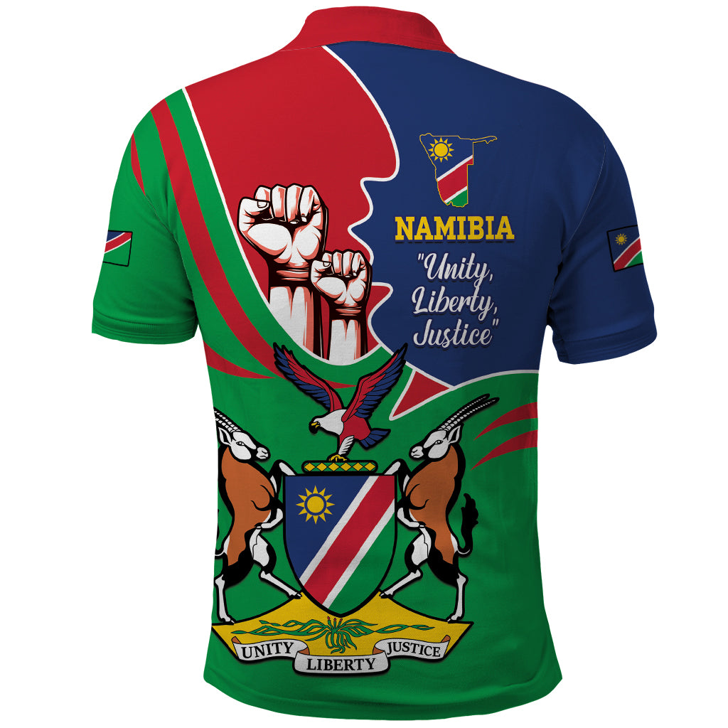 Namibia Independence Day Polo Shirt Coat Of Arms Curve Style - Wonder Print Shop