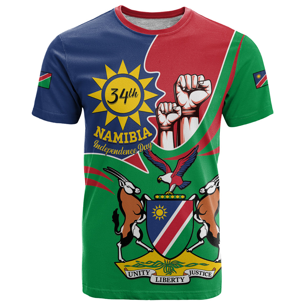 Namibia Independence Day T Shirt Coat Of Arms Curve Style - Wonder Print Shop