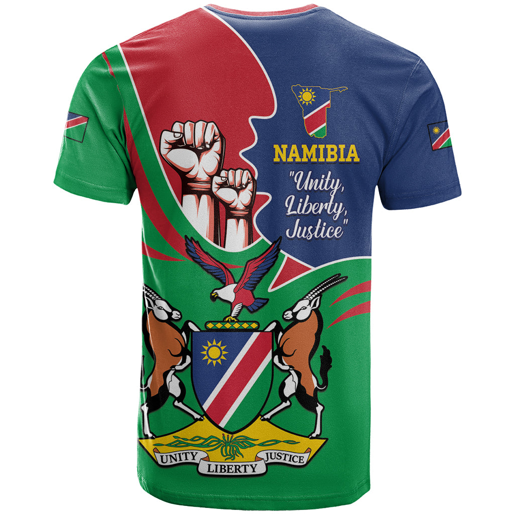 Namibia Independence Day T Shirt Coat Of Arms Curve Style - Wonder Print Shop