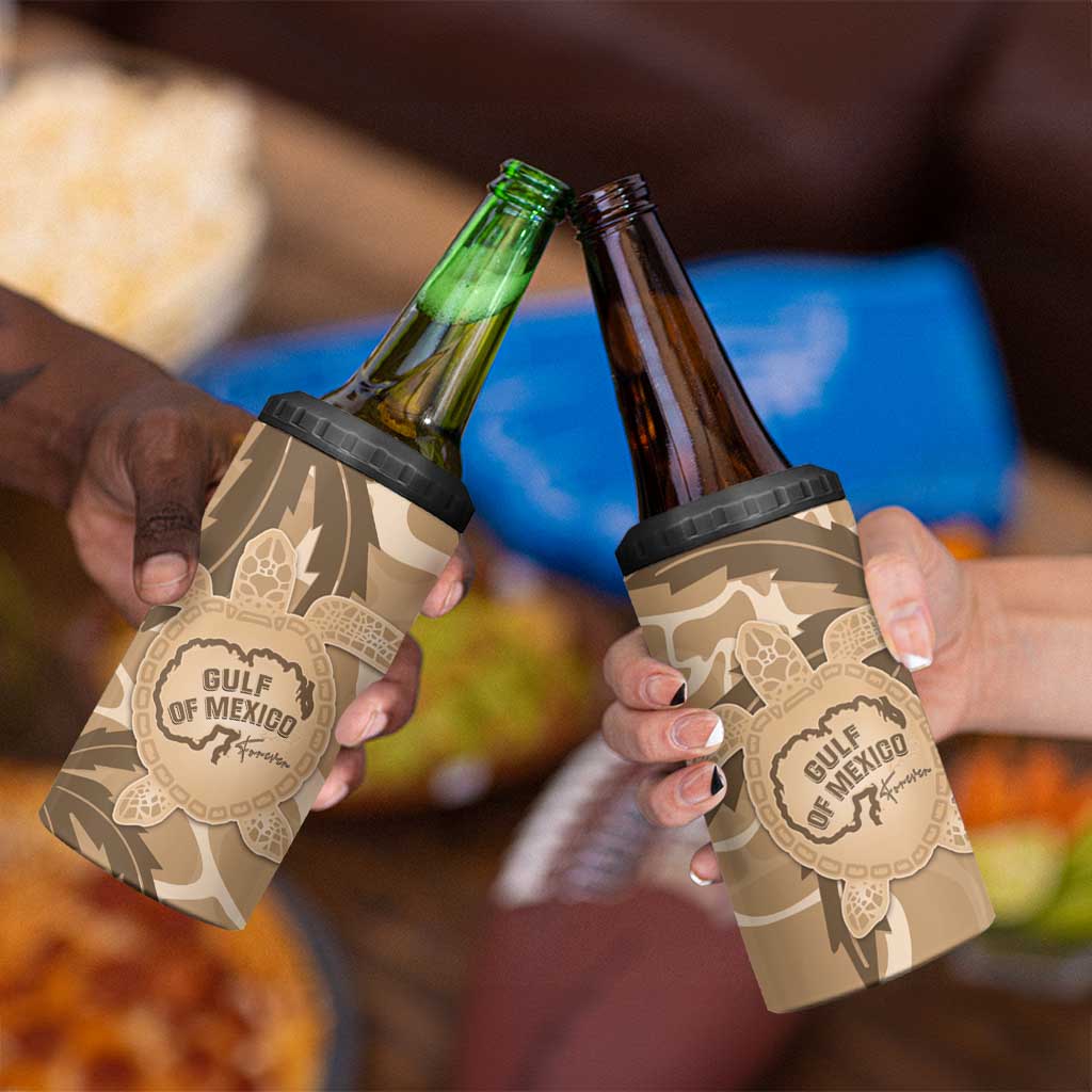 Gulf of Mexico Forever 4 in 1 Can Cooler Tumbler Mexican Turtle Brown Version