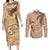 Gulf of Mexico Forever Couples Matching Long Sleeve Bodycon Dress and Long Sleeve Button Shirt Mexican Turtle Brown Version