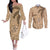 Gulf of Mexico Forever Couples Matching Off The Shoulder Long Sleeve Dress and Long Sleeve Button Shirt Mexican Turtle Brown Version