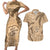 Gulf of Mexico Forever Couples Matching Short Sleeve Bodycon Dress and Hawaiian Shirt Mexican Turtle Brown Version