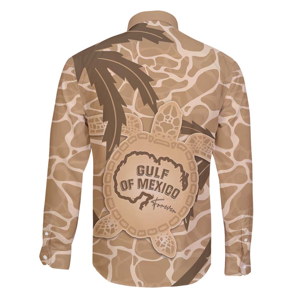Gulf of Mexico Forever Family Matching Long Sleeve Bodycon Dress and Hawaiian Shirt Mexican Turtle Brown Version