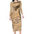 Gulf of Mexico Forever Family Matching Long Sleeve Bodycon Dress and Hawaiian Shirt Mexican Turtle Brown Version